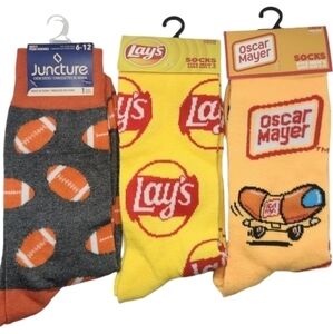 Football Season Inspired Socks Hot Dogs Chips,‎ and Football Mens 6-12